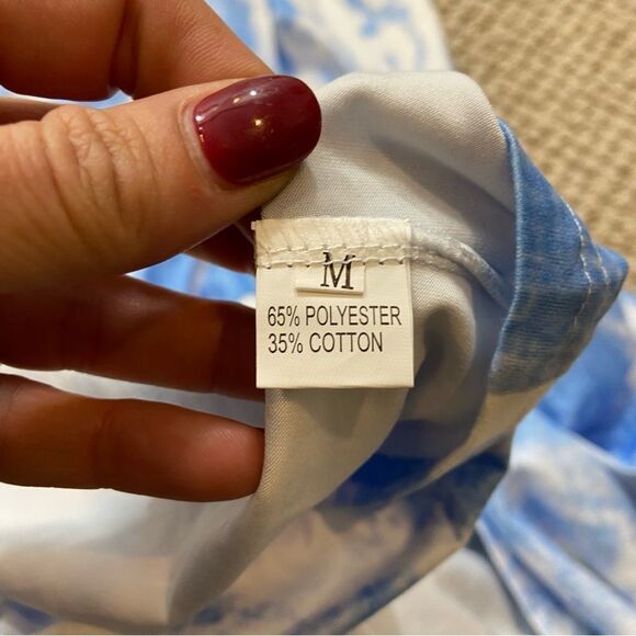 Ladies New Without Tags Blue Tie Dye Print Casual Dress Size Medium - Picture 15 of 15